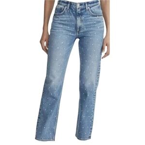 Rebecca Minkoff Women's Blue Denim Crystal Studded Straight Jeans Plus 20 W NWOT